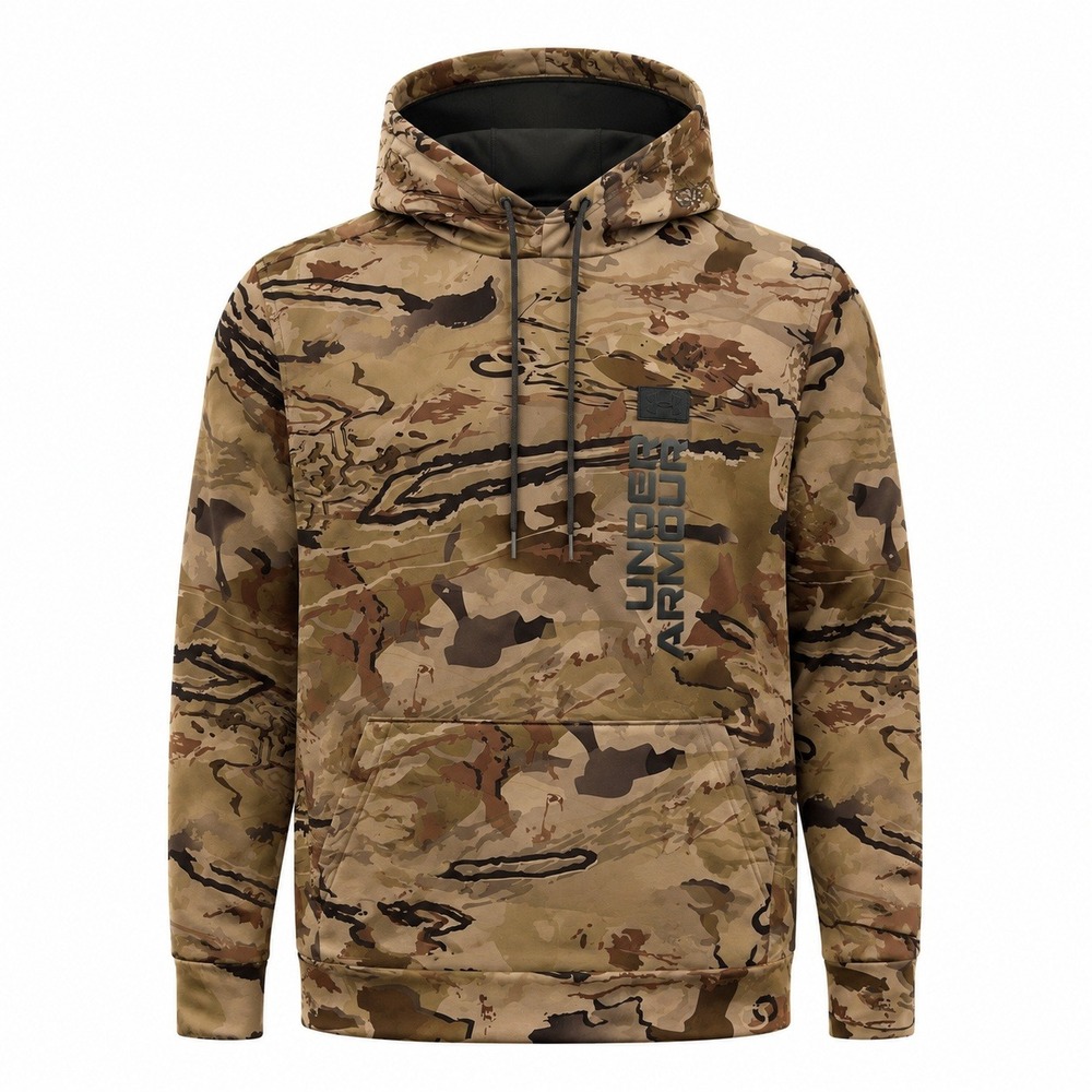 Under Armour Storm Expanse Camo Fleece Hoodie Men Medium Brown Tan Hunting